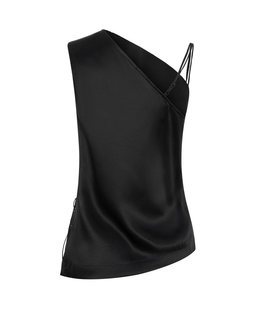 SILK AND LEATHER TIE TOP