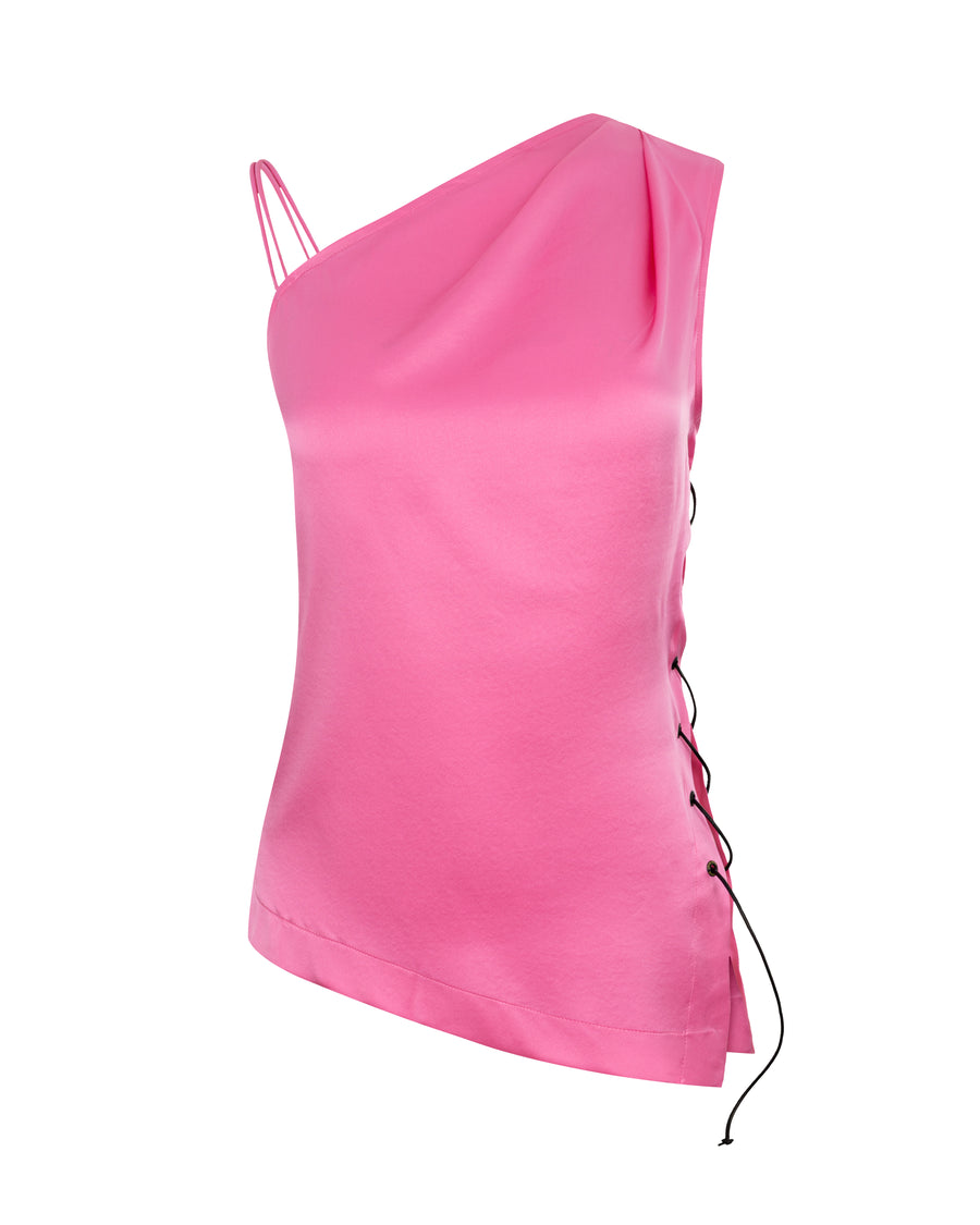 SILK AND LEATHER TIE TOP