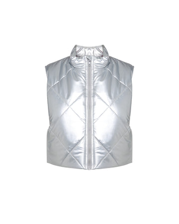 SILVER QUILTED VEST SILVER SHIELD